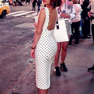 Polka Dot Backless Midi Dress in Small.